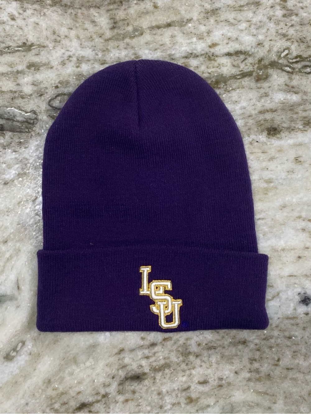 LSU Purple Knit Beanie with Gold Embroidered Logo